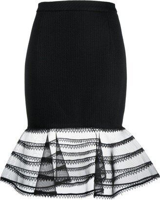 Gemy Maalouf Sheer-Hem Jacquard Miniskirt