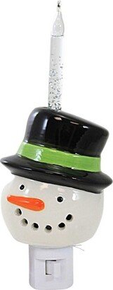 Christmas Snowman Bubble Night Light - One Night Light 7.5 Inches - Top Hat Electric Plug-In - Xnlt76972 - Ceramic - Off-White