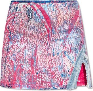 Abstract Printed Distressed Mini Skirt