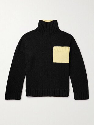 Oversized Logo-Embroidered Knitted Rollneck Sweater