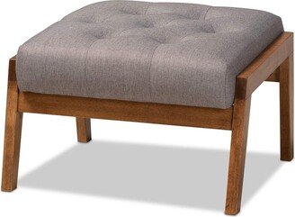 EPOWP Mid-Century Modern Grey Fabric Upholstered Walnut Finished Wood Footstool