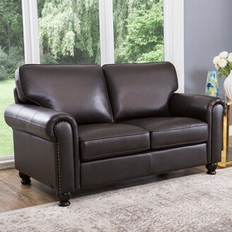 London Brown Top Grain Leather Loveseat