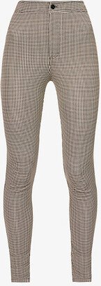 Womens Noir Craie Checked Skinny-leg Mid-rise Stretch-knit Trousers