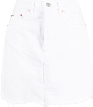 Distressed Hem Short Denim Skirt