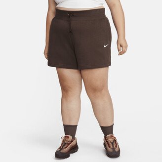 Women's Sportswear Phoenix Fleece High-Waisted Loose Shorts (Plus Size) in Brown