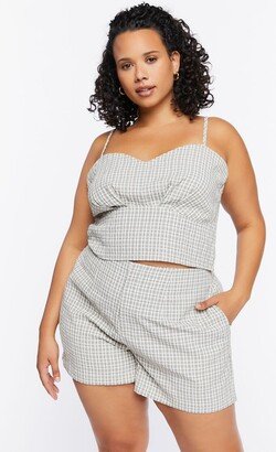 Plus Size High-Rise Plaid Shorts