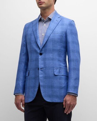 Men's Plaid Wool Sport Coat-AB