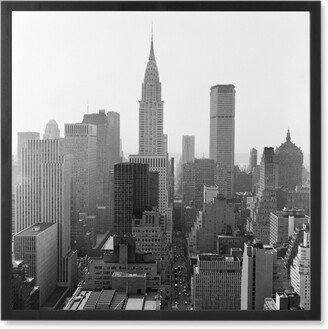 Photo Tiles: Hazy New York Skyline Photo Tile, Black, Framed, 8X8, Gray