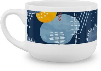 Mugs: Shashiko Spring Clouds - Blue Latte Mug, White, 25Oz, Blue