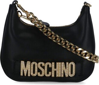 Hobo Bag With Crystal Lettering Logo-AA