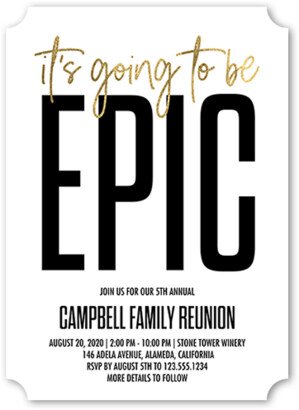 Everyday Party Invitations: Epic Reunion Party Invitation, White, 5X7, Pearl Shimmer Cardstock, Ticket