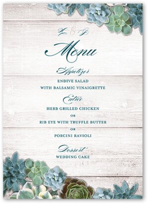 Wedding Menu Cards: Splendid Succulents Wedding Menu, Beige, 5X7 Flat Menu, Luxe Double-Thick Cardstock, Square