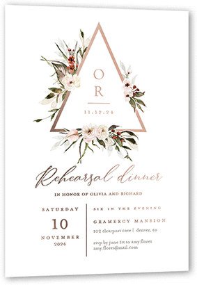Rehearsal Dinner Invitations: Berry Accent Rehearsal Dinner Invitation, Rose Gold Foil, White, 5X7, Matte, Personalized Foil Cardstock, Square