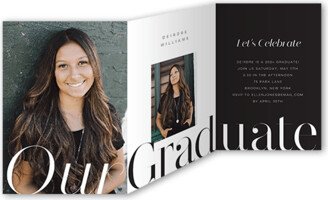 Graduation Invitations: Elegant Contrast Graduation Invitation, Black, Trifold, Matte, Folded Smooth Cardstock