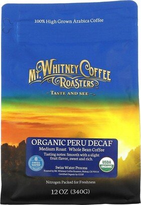 Mt. Whitney Coffee Roasters Organic Peru Decaf, Medium Roast Whole Bean, 12 oz (340 g)