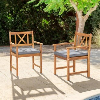 Manchester Acacia Wood Dining Chair with Cushions, Set of 2