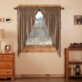 Tan Rustic Curtains VHC Wyatt Prairie Panel Pair Cotton Plaid - 63x36