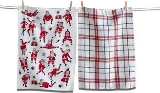 tagltd OH WHAT FUN SANTA DISHTOWEL Set of 2