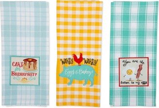 Rise Shine Breakfast Embroidered Dishtowel Set of 3