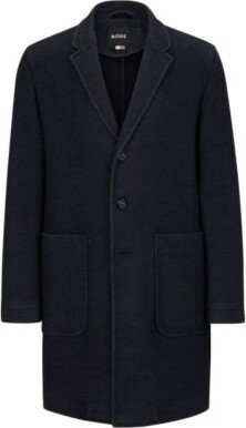 Slim-fit coat in a micro-patterned wool blend