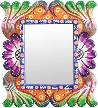 Handmade Guatemalan Rainbow Wood Wall Mirror