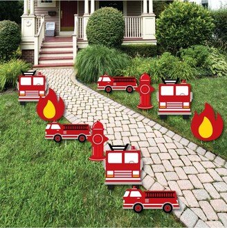 Big Dot Of Happiness Fired Up Fire Truck - Lawn Decor - Outdoor Party Yard Decor - 10 Pc