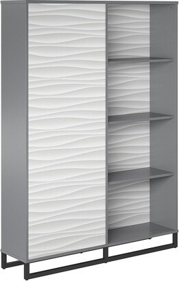 Ameriwood Home Fulton Faux Wave Pattern with Graphite Large Bookcase / 2 Sided Room Divider