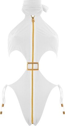 Antoninias Cynosure Bodysuit With Golden Details In White