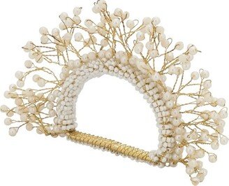 Saro Lifestyle Napkin Rings With Pearl Crown Design (Set of 4)