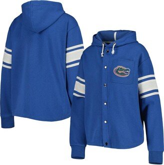 Women's Royal Florida Gators Mia Striped Full-Snap Hoodie Jacket