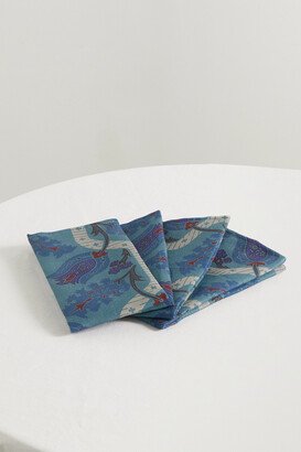 Cabana - Topkapi Set Of Four Printed Linen Napkins - Blue