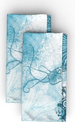 Cloth Napkins: Dreamy Whimsical Watercolor - Blue Cloth Napkin, Longleaf Sateen Grand, Blue