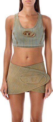 D Buckle Denim Cropped Top