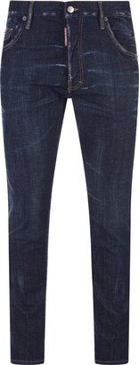 Dark Clean Wash Skater Jeans In Blue