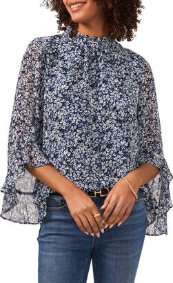 Floral Mock Neck Blouse