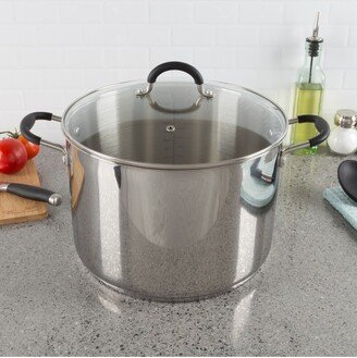 Hastings Home Large Stainless Steel 12-Qt Stock Pot With Lid – 11.5