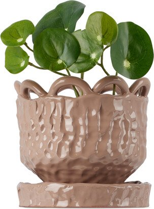 GERSTLEY Taupe Mini Scalloped Planter