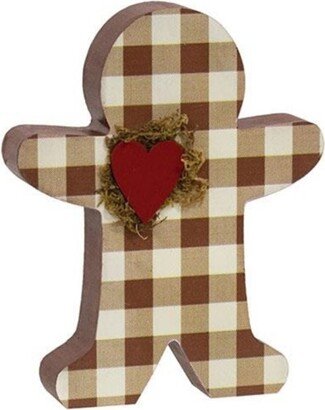 Buffalo Check Chunky Gingerbread Man Sitter - 6” high by 5” wide by 1” deep