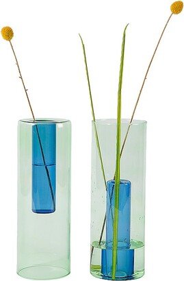 Block Design Large Reversible Glass Vase