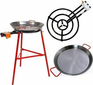 Garcima Ibiza Paella Pan Set w/ Burner, 28-In Carbon Steel Pan & Reinforced Legs