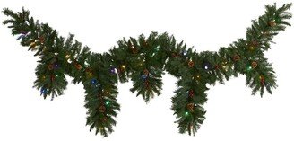 Hanging Icicle Artificial Christmas Garland with 50 Led Lights, Berries and Pine Cones