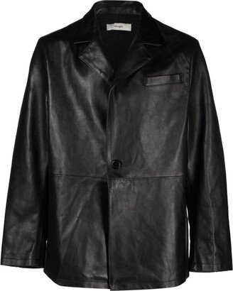 Single-Breasted Leather Jacket-AB