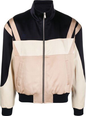 Panelled Zip-Up Bomber Jacket-AA