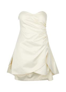 Strapless satin-crepe mini dress