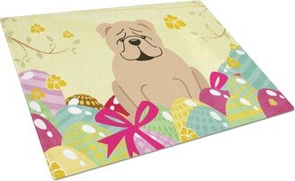 BB6124LCB Easter Eggs English Bulldog Fawn Glass Cutting Board