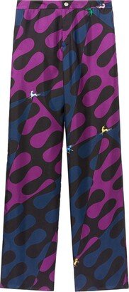 Leocorno-print straight-leg trousers