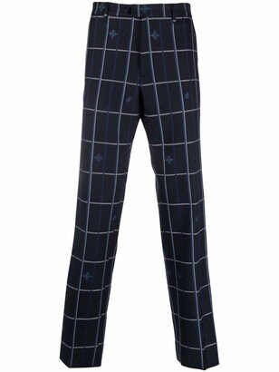 Checked Straight-Leg Tailored Trousers