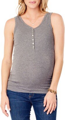 Ribbed Maternity/Nursing Henley Tank