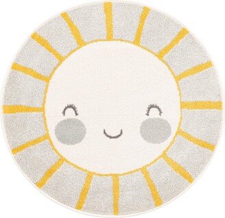 Bayshore Home Campy Kids Smiling Sunshine 3'3 x 3'3 Round Area Rug