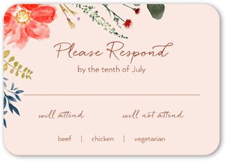 Rsvp Cards: Soft Sweet Florals Wedding Response Card, Pink, Signature Smooth Cardstock, Rounded